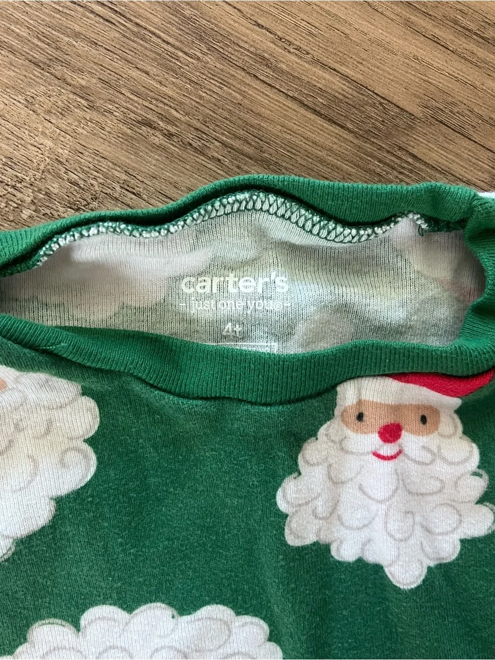 Carters Kids Green Santa Print Long-Sleeve Top